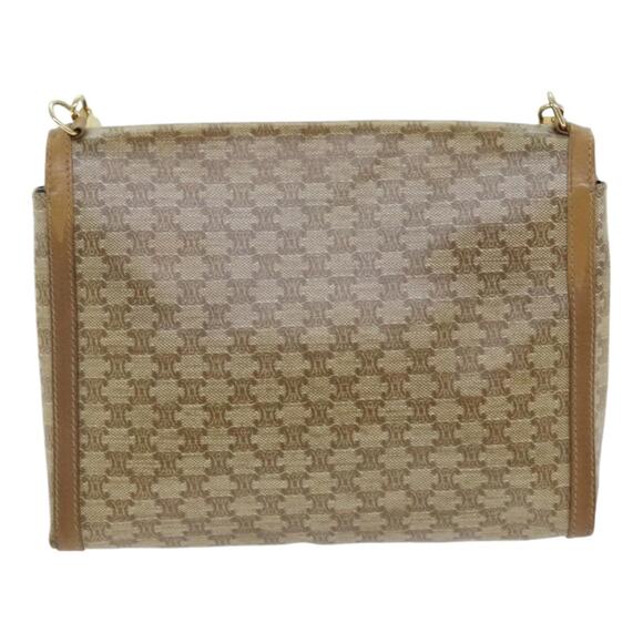 CELINE Macadam Canvas Shoulder Bag Beige Gold - Picture 3 of 12